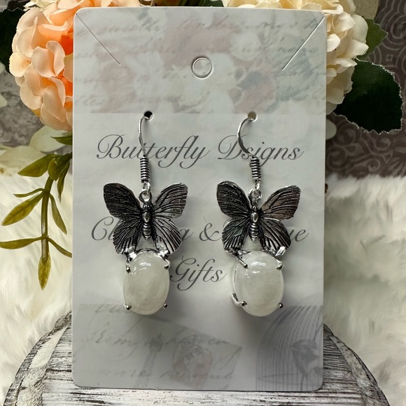 0117 Rainbow Moonstone Ethnic Handmade Earrings Silver Gemstone Jewelry - Picture 6 of 11